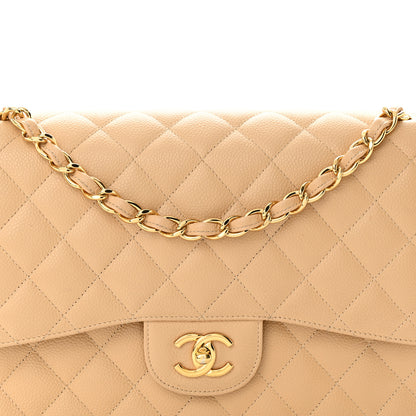 Chanel Caviar Quilted Jumbo Double Flap Beige 8 of 15