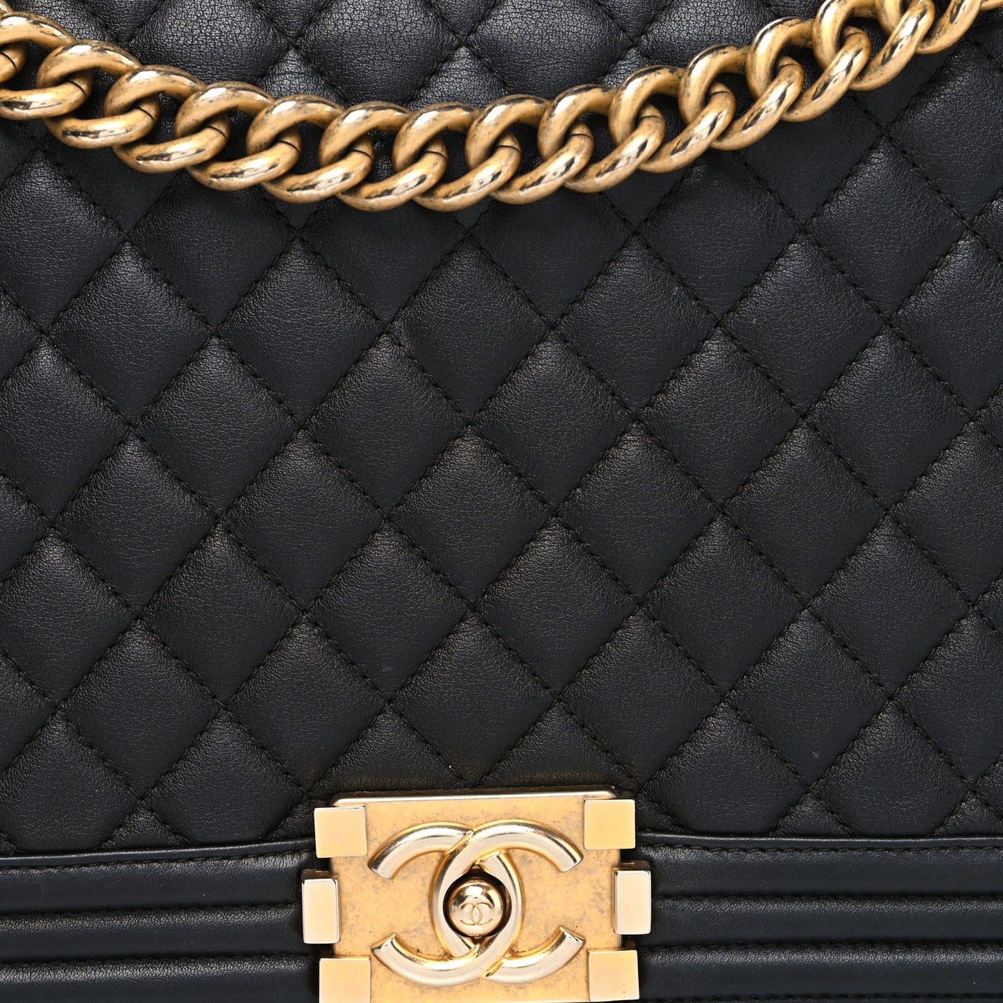 Calfskin Quilted New Medium Boy Flap Black