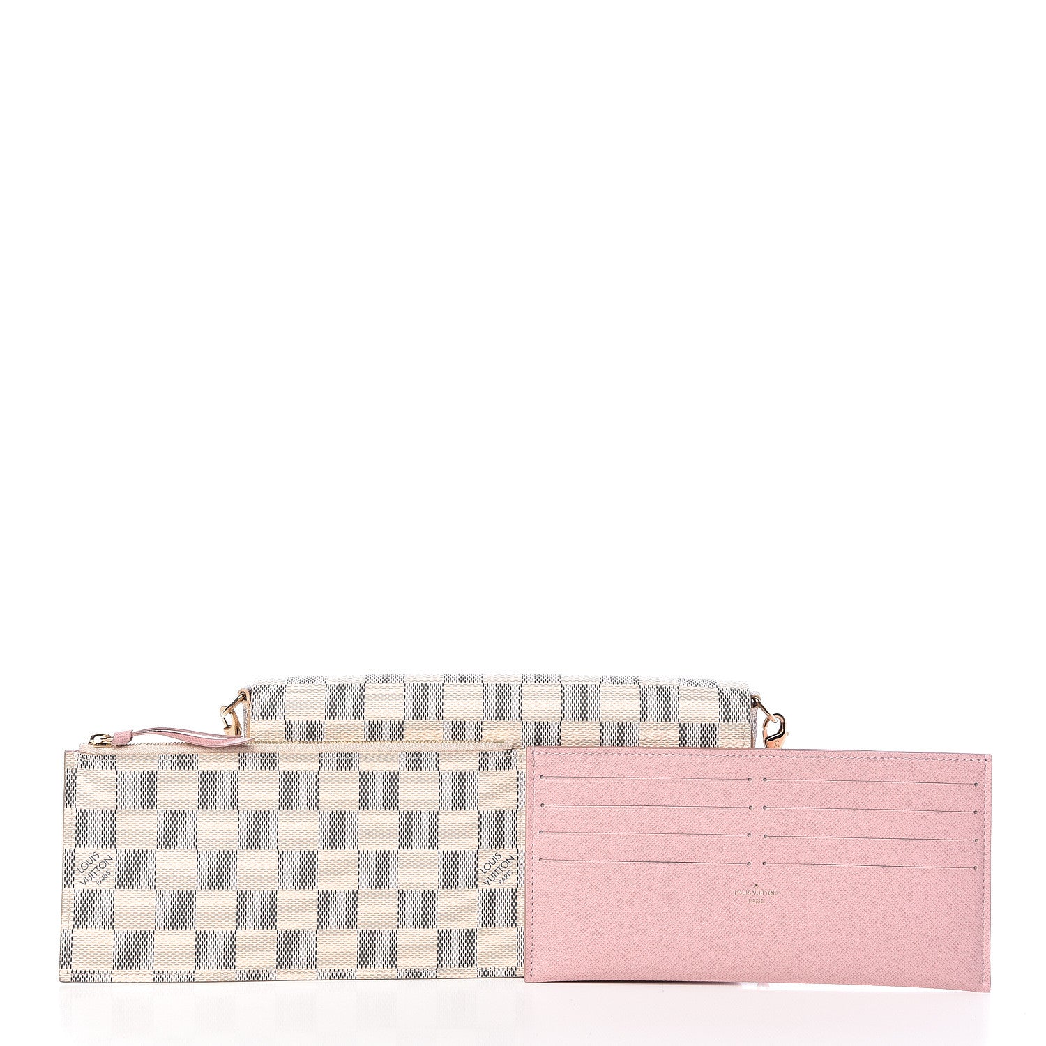 Louis Vuitton Damier Azur Pochette Felicie Chain Wallet Rose Ballerine 3 of 13