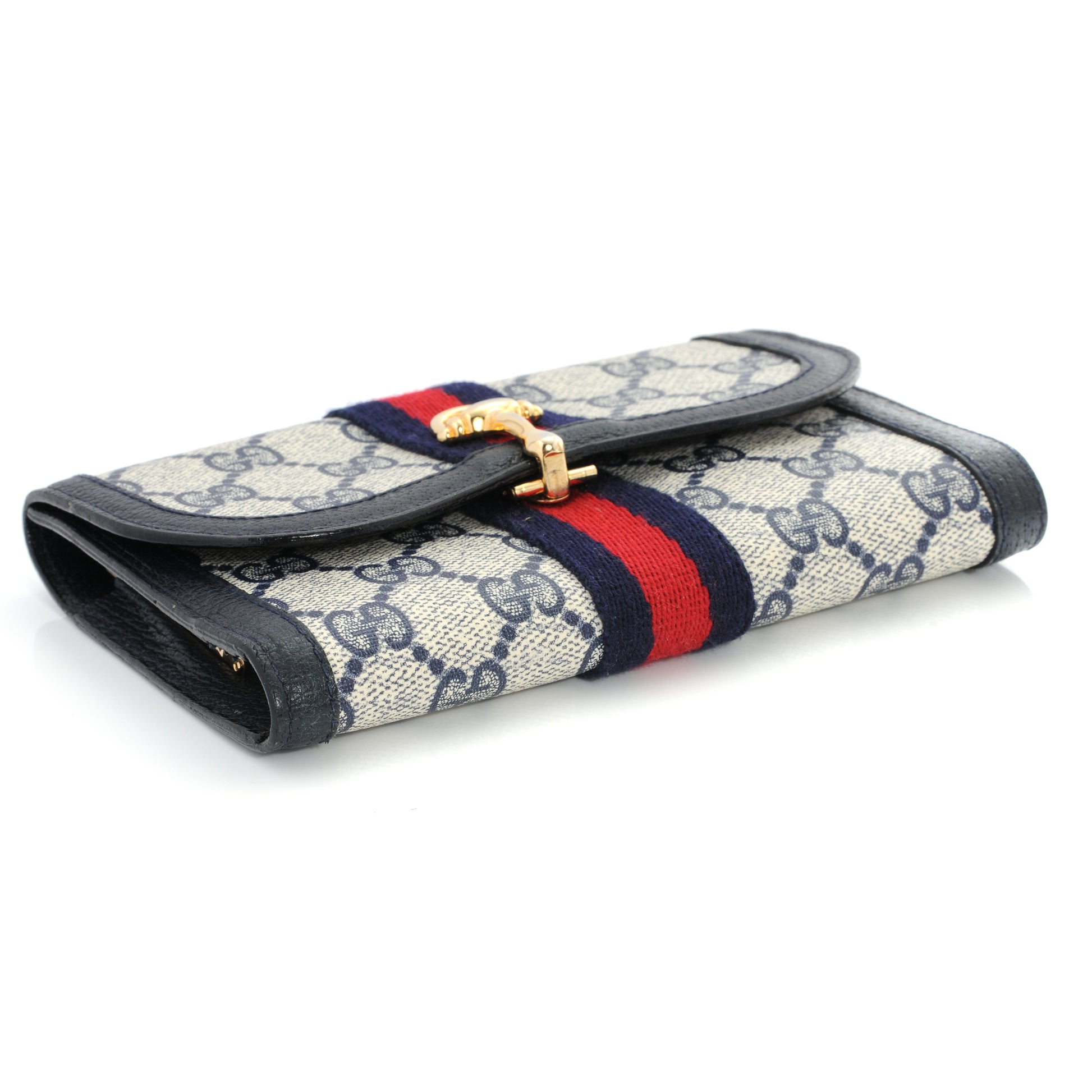 Gucci Monogram Horsebit Web Wallet Navy 3 of 7