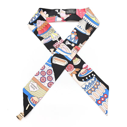 Hermes Silk La Patisserie Francaise Charms Twilly Charms Black White Bleu 1 of 3