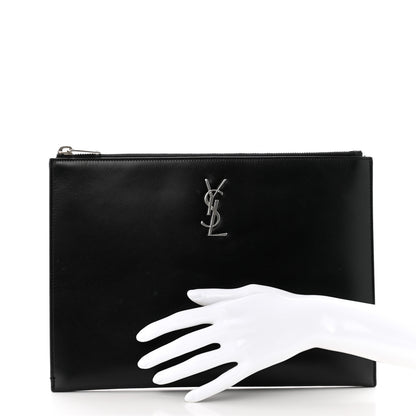 Saint Laurent Calfskin Monogram iPad Case Black 2 of 8