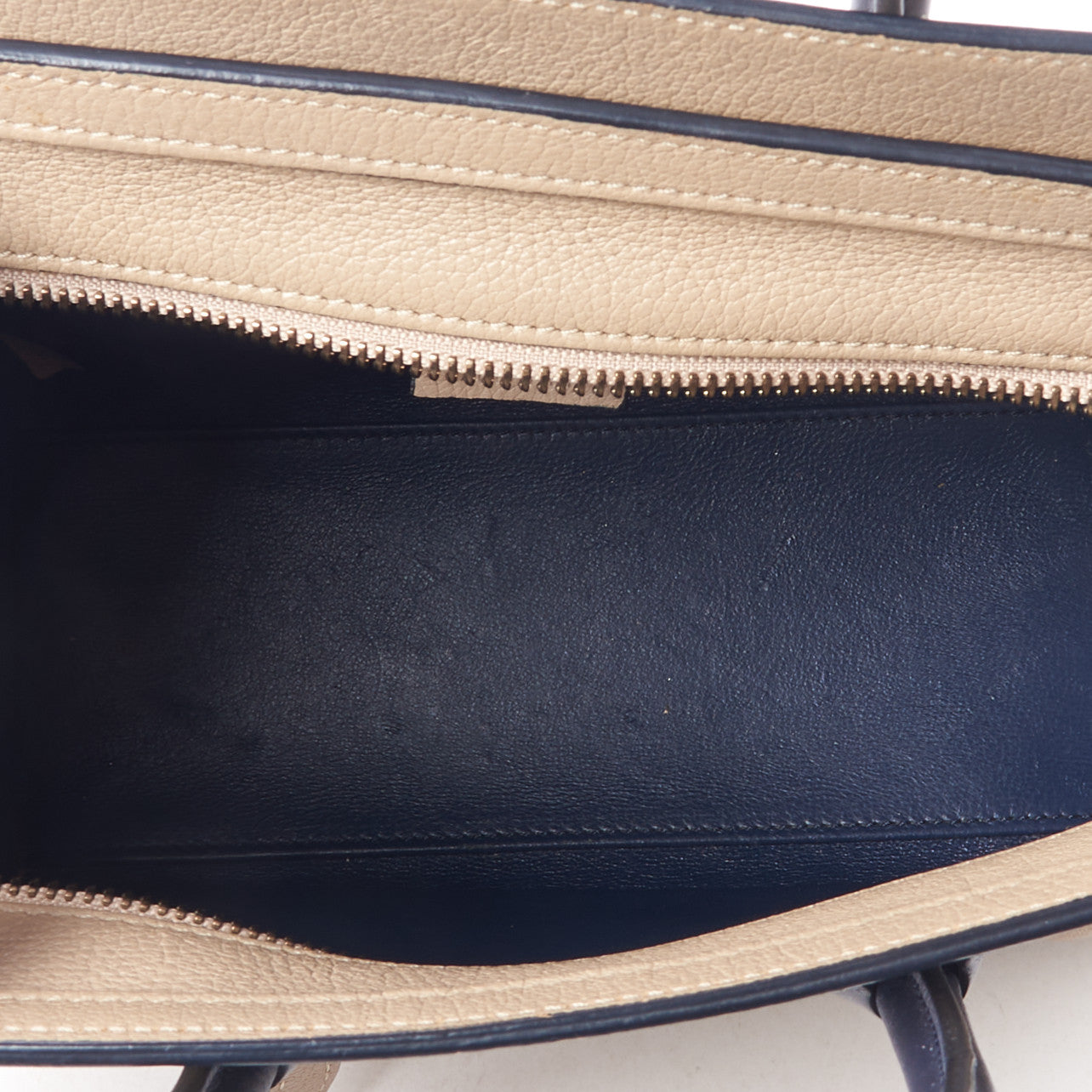Drummed Calfskin Bi-Color Nano Luggage Navy Dune