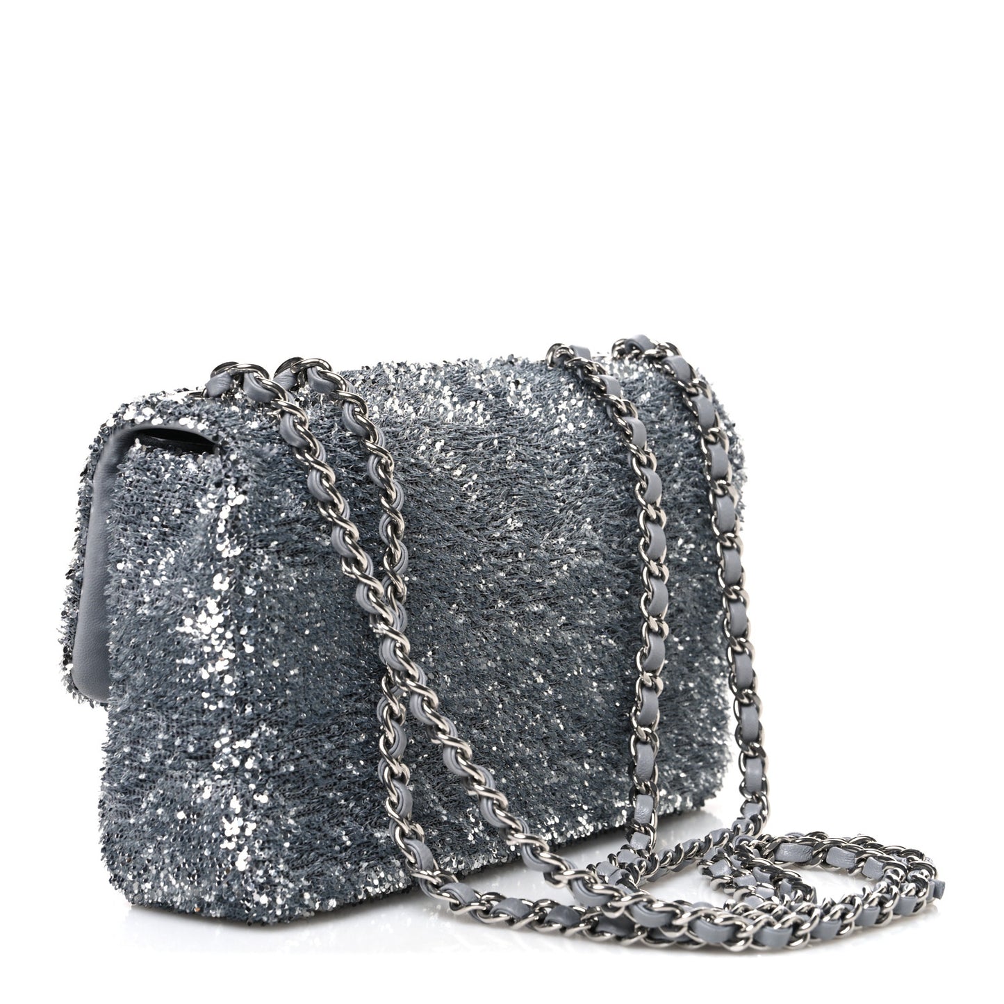 Sequin Mini Rectangular Flap Silver