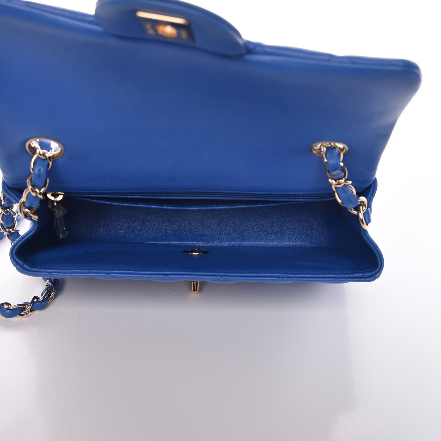 Lambskin Quilted Mini Rectangular Flap Blue