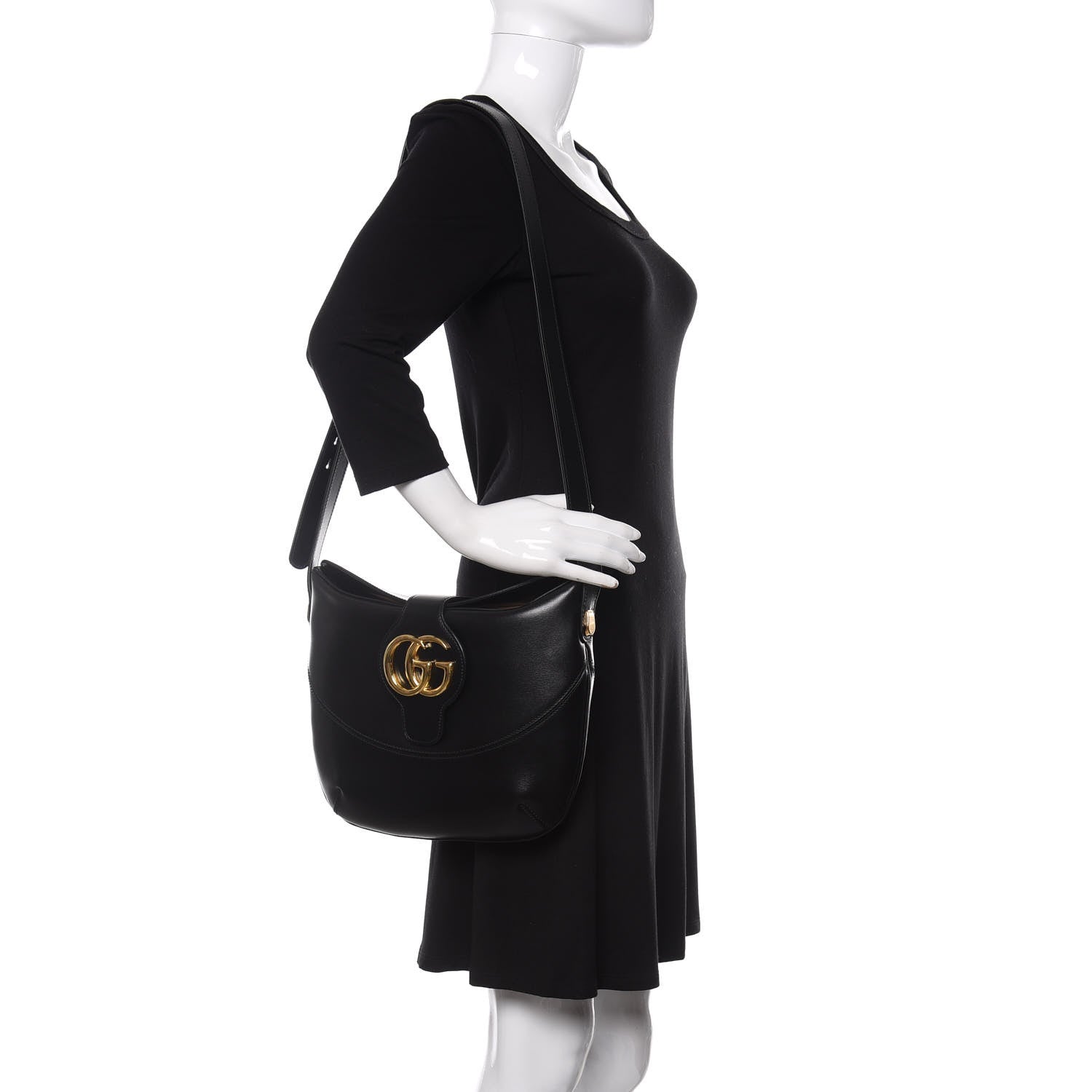 Gucci Calfskin Medium Arli Shoulder Bag Black 2 of 9