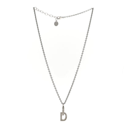 Christian Dior Metal Crystal CD Lock Necklace Silver 3 of 6