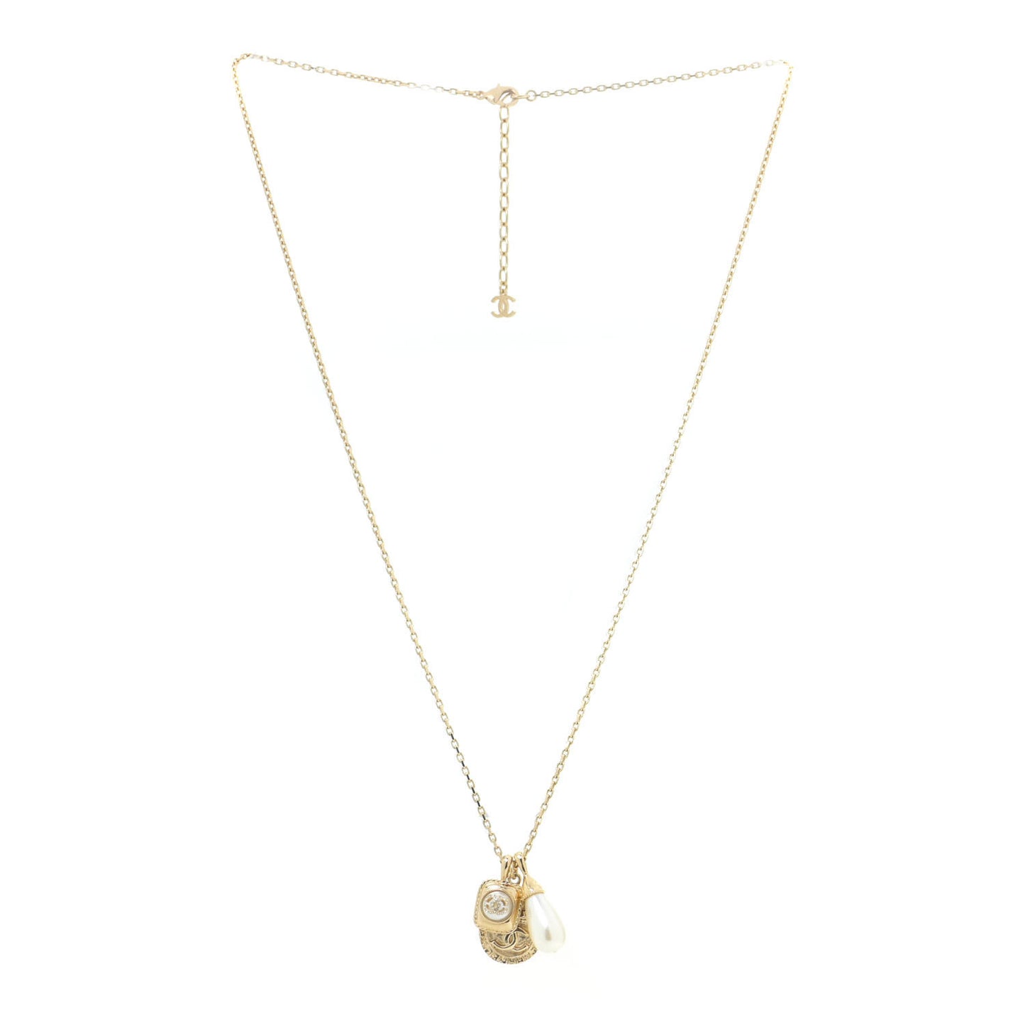 Crystal Pearl Necklace Gold