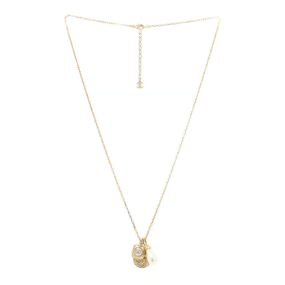 Chanel Crystal Pearl Necklace Gold 3 of 6