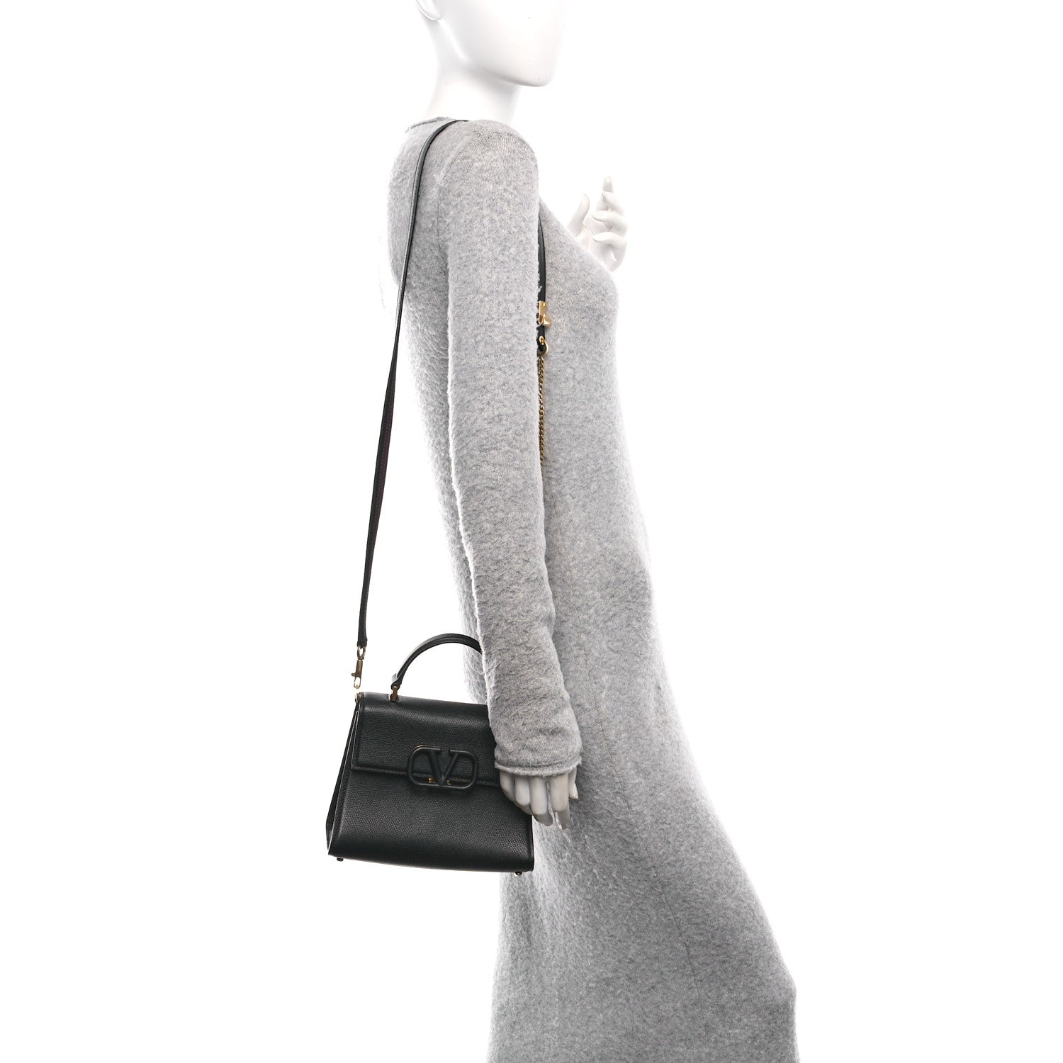 Valentino Garavani Grainy Calfskin Small VSling Top Handle Bag Black 2 of 9