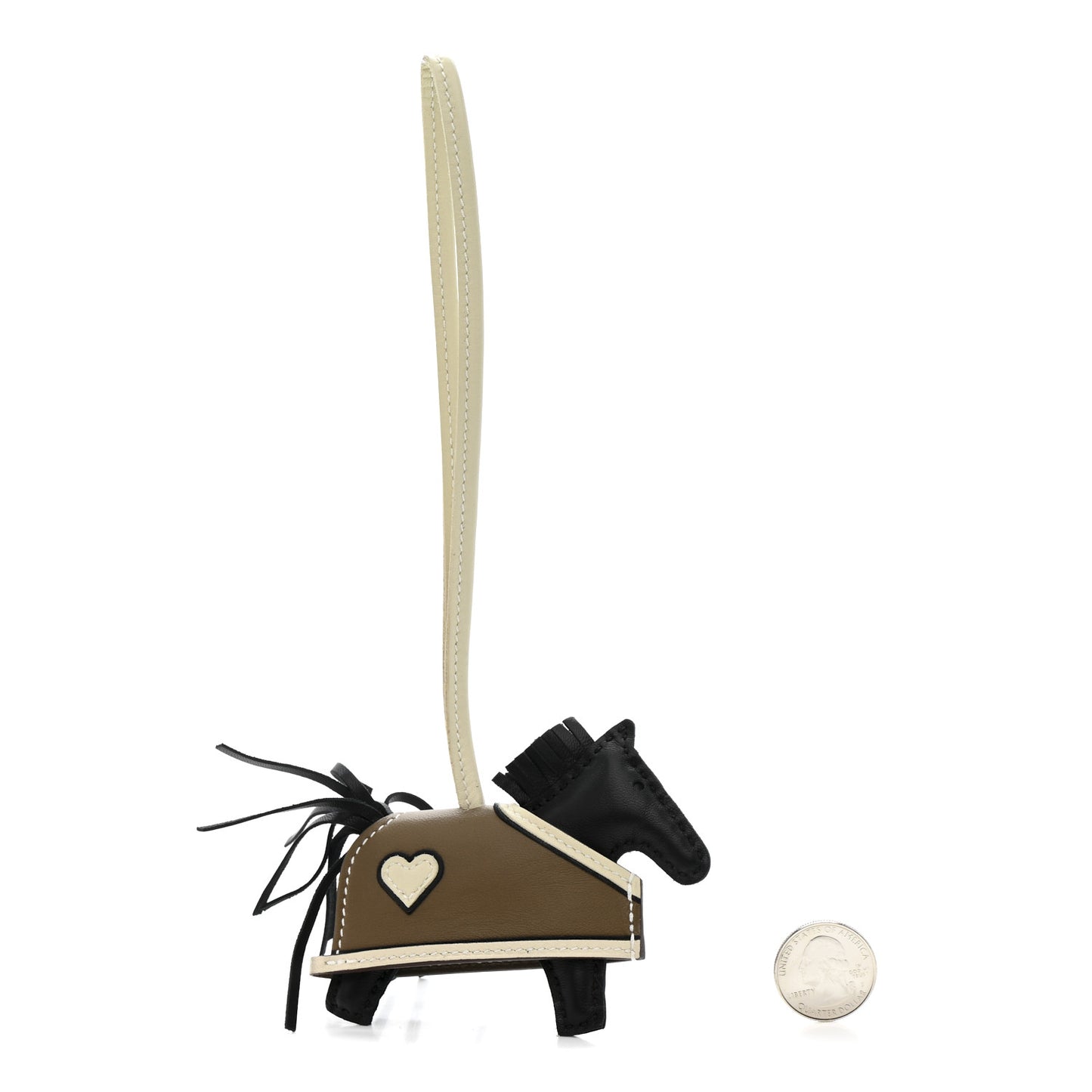Milo Lambskin Grigri Rodeo Robeo Coeur Bag Charm PM Black Craie Etoupe
