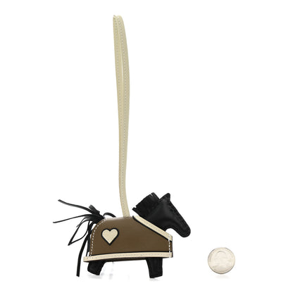 Hermes Milo Lambskin Grigri Rodeo Robeo Coeur Bag Charm PM Black Craie Etoupe 2 of 4