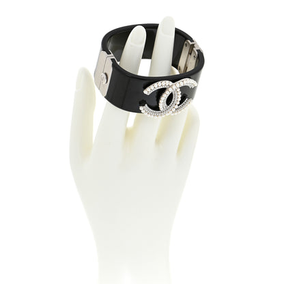 Chanel Resin Pearl Crystal CC Cuff Black 2 of 5