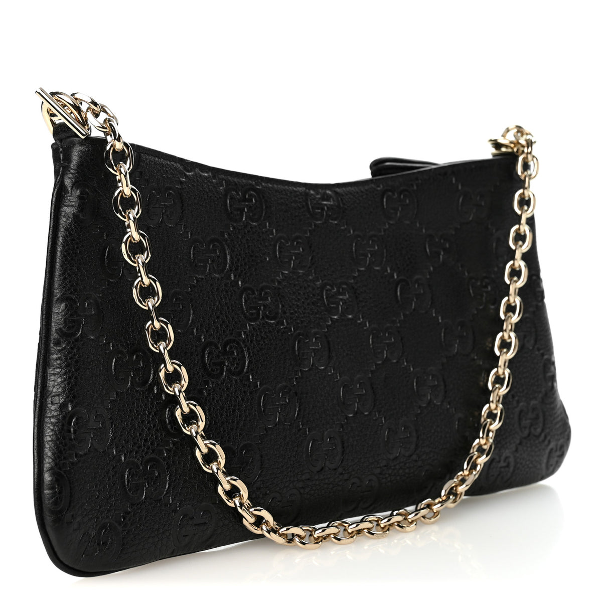 Gucci GG Grainy Calfskin Emblem Medium Shoulder Bag Black 5 of 19