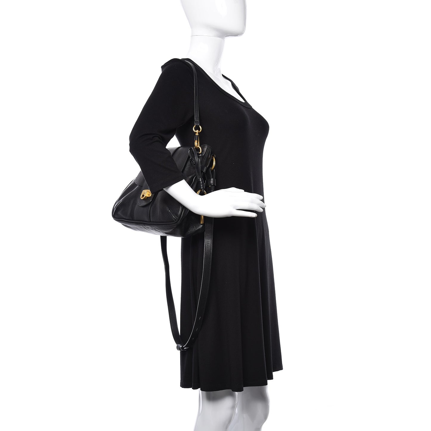 Grained Lambskin Calfskin Small Lexa Shoulder Bag Black