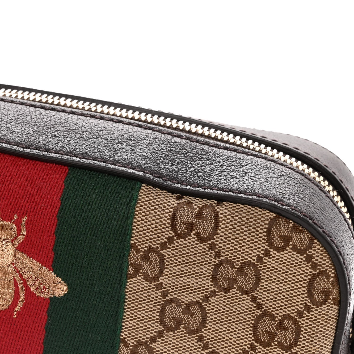 Gucci GG Supreme Monogram Web Small Webby Bee Shoulder Bag Dark Brown 12 of 13
