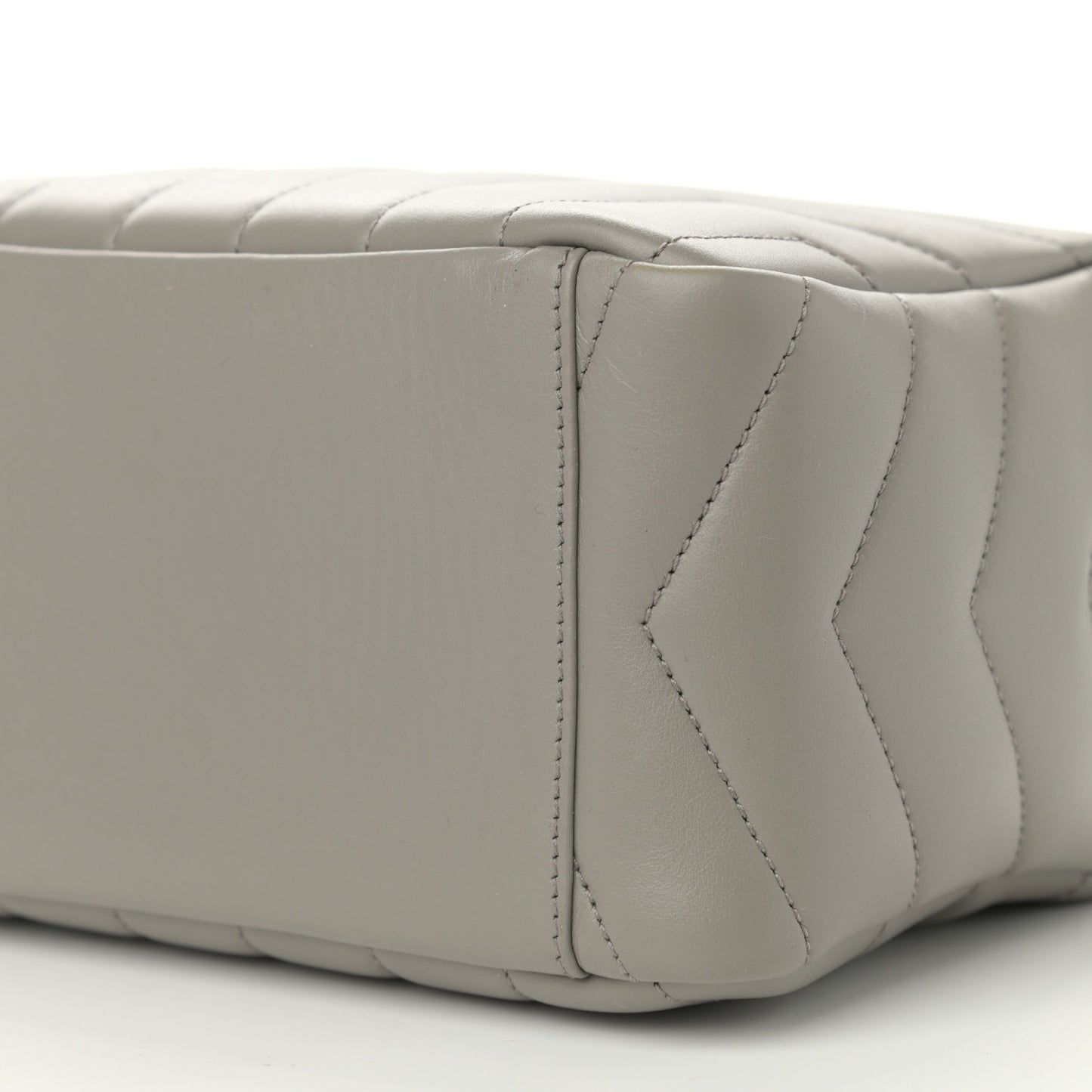 Calfskin Y Quilted Monogram Small Loulou Bowling Bag Light Gray