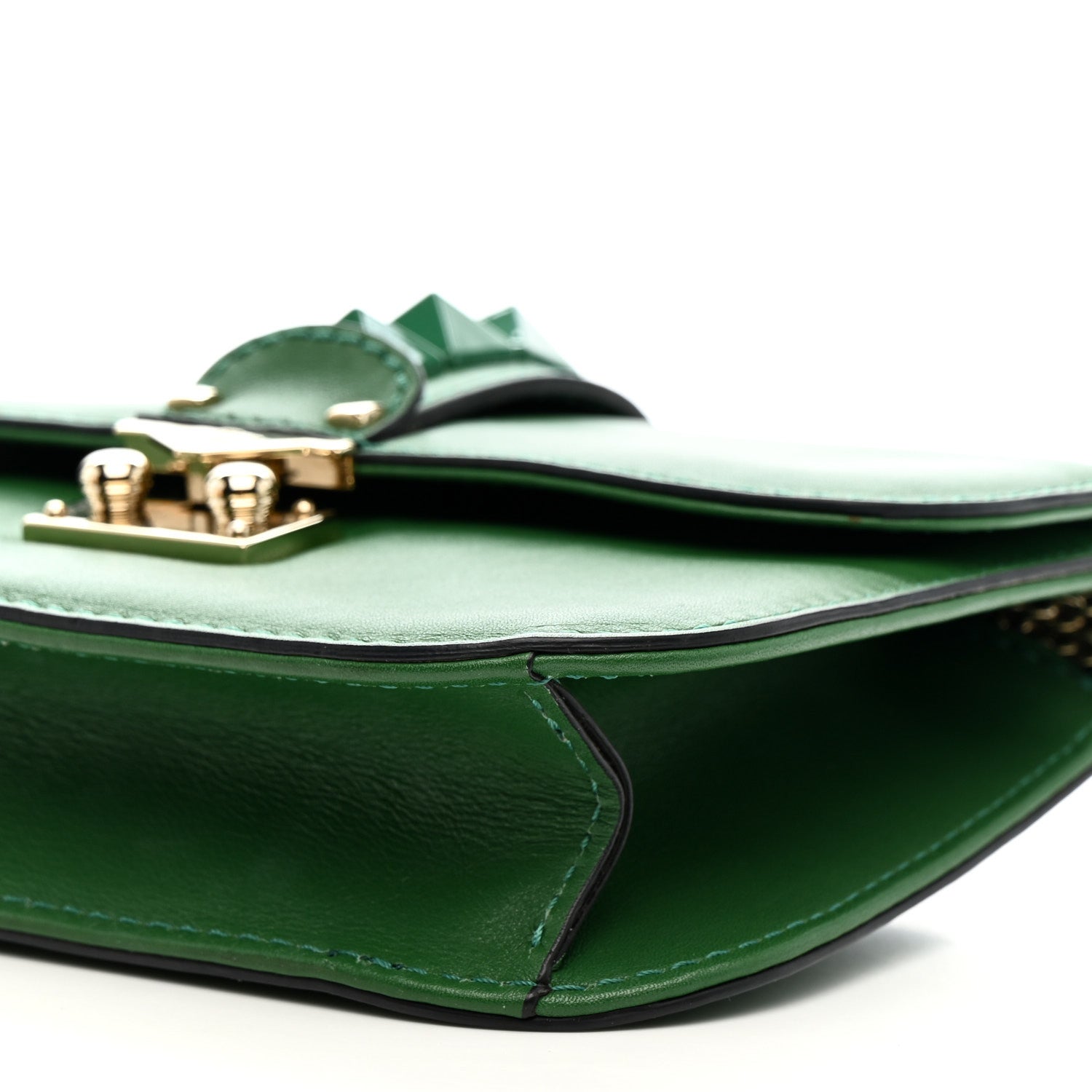 Valentino Garavani Vitello Small Glam Lock Rockstud Flap Gea Green 9 of 15