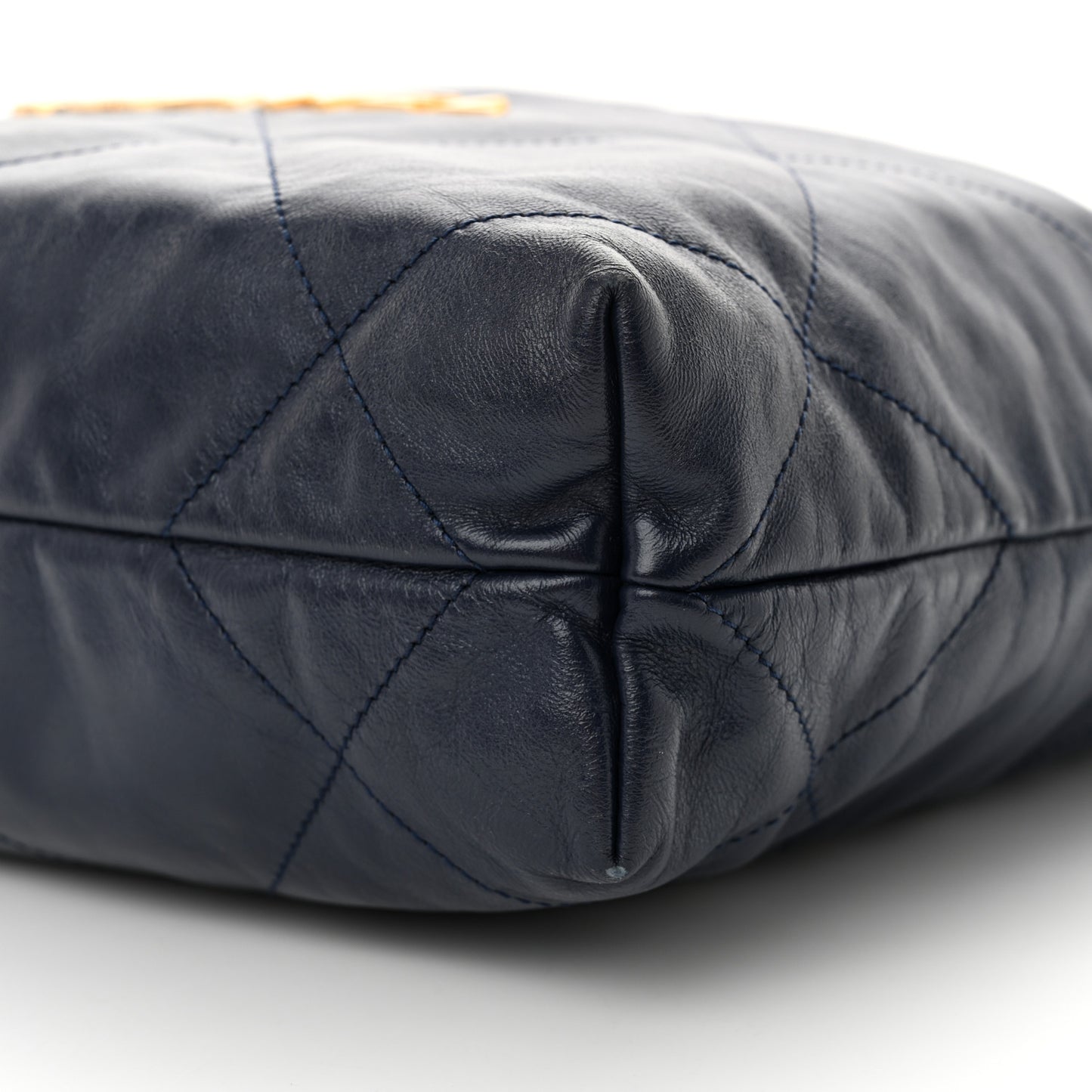 Shiny Calfskin Quilted Small Chanel 22 Navy