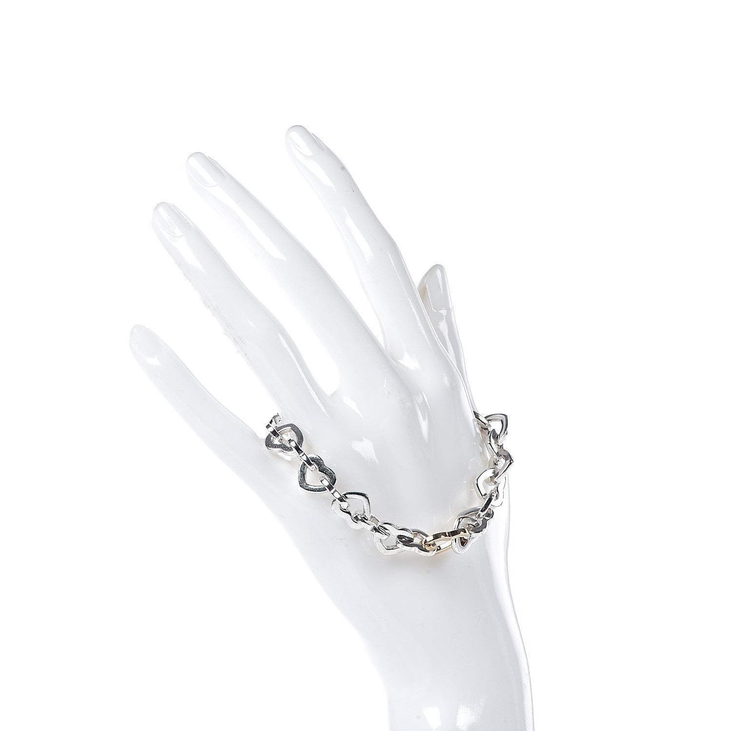 Tiffany Sterling Silver 18K Yellow Gold Heart Links Bracelet 2 of 5