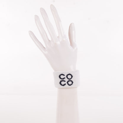 Chanel Knit Coco CC Headband Wristband Set Black White 3 of 8