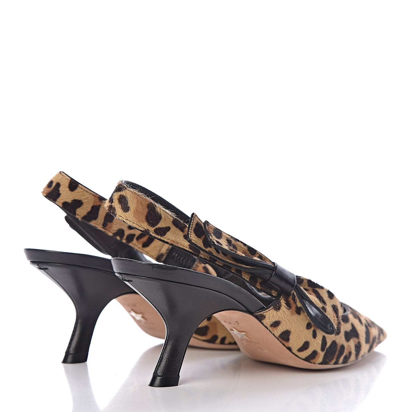 Calf Hair Lambskin Leopard Sweet D Slingback Pumps 37.5