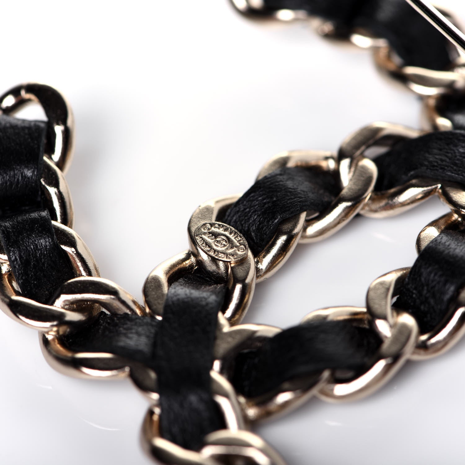 Chanel Lambskin Chain CC Brooch Black Gold 3 of 7