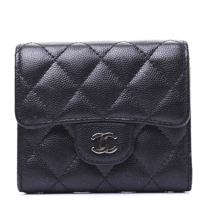 Chanel Iridescent Caviar Quilted Compact Flap Wallet Black 1 of 12