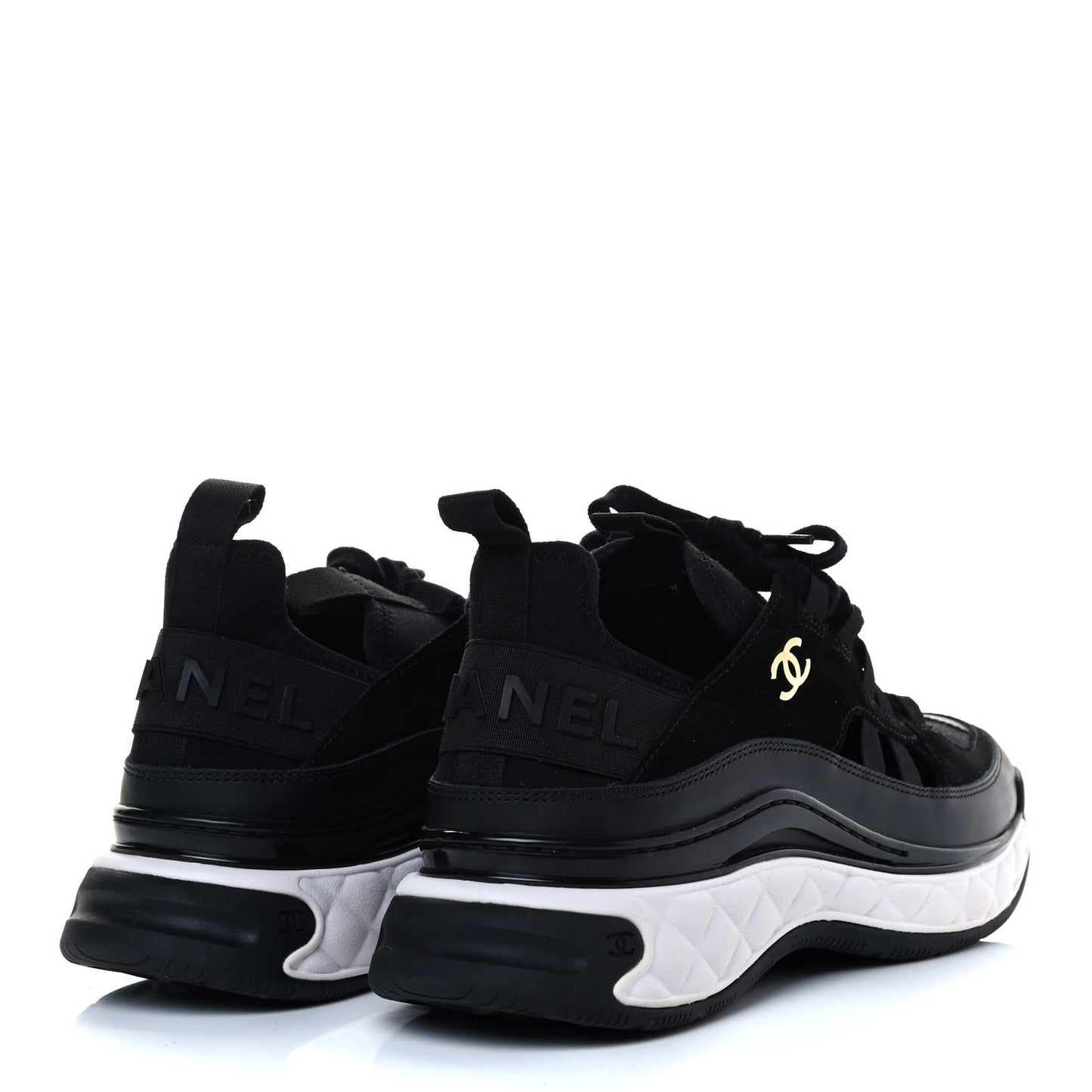 Velvet Calfskin Mixed Fibers CC Sneakers 39 Black