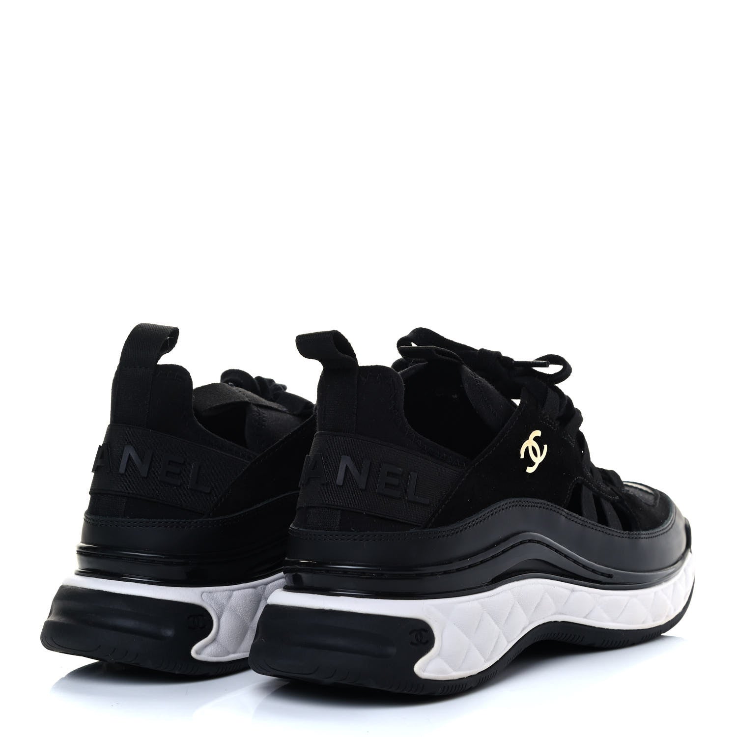 Chanel Velvet Calfskin Mixed Fibers CC Sneakers 39 Black 3 of 7