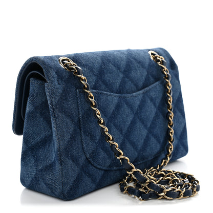 Chanel Printed Denim Quilted Small Double Flap Blue 3 of 10