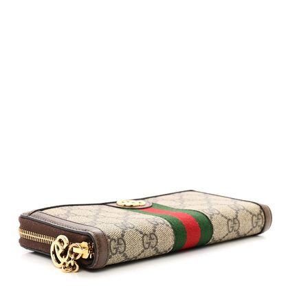 Gucci GG Supreme Monogram Web Ophidia Zip Around Wallet Brown 4 of 10