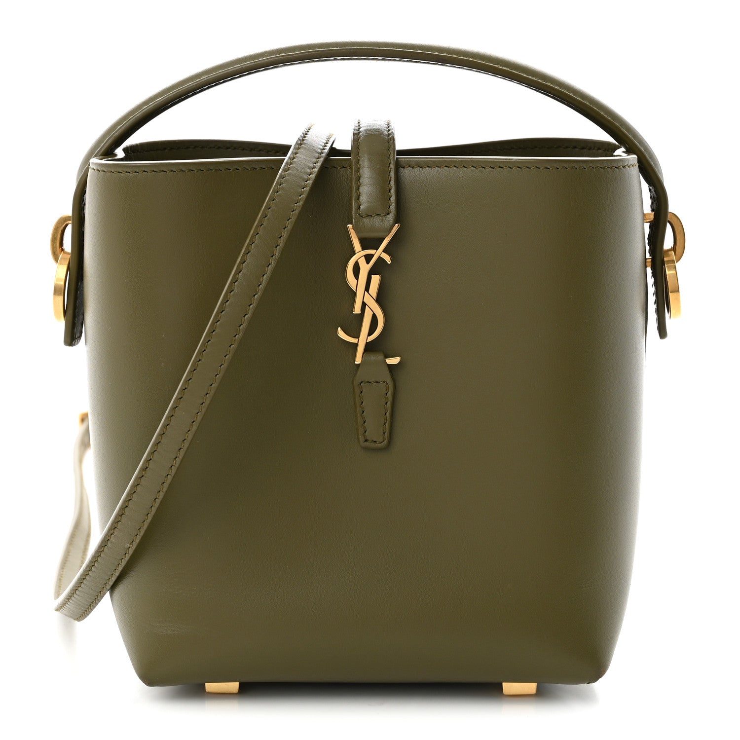 Saint Laurent Shiny Calfskin Le 37 Mini Bucket Bag Strong Moss 1 of 9
