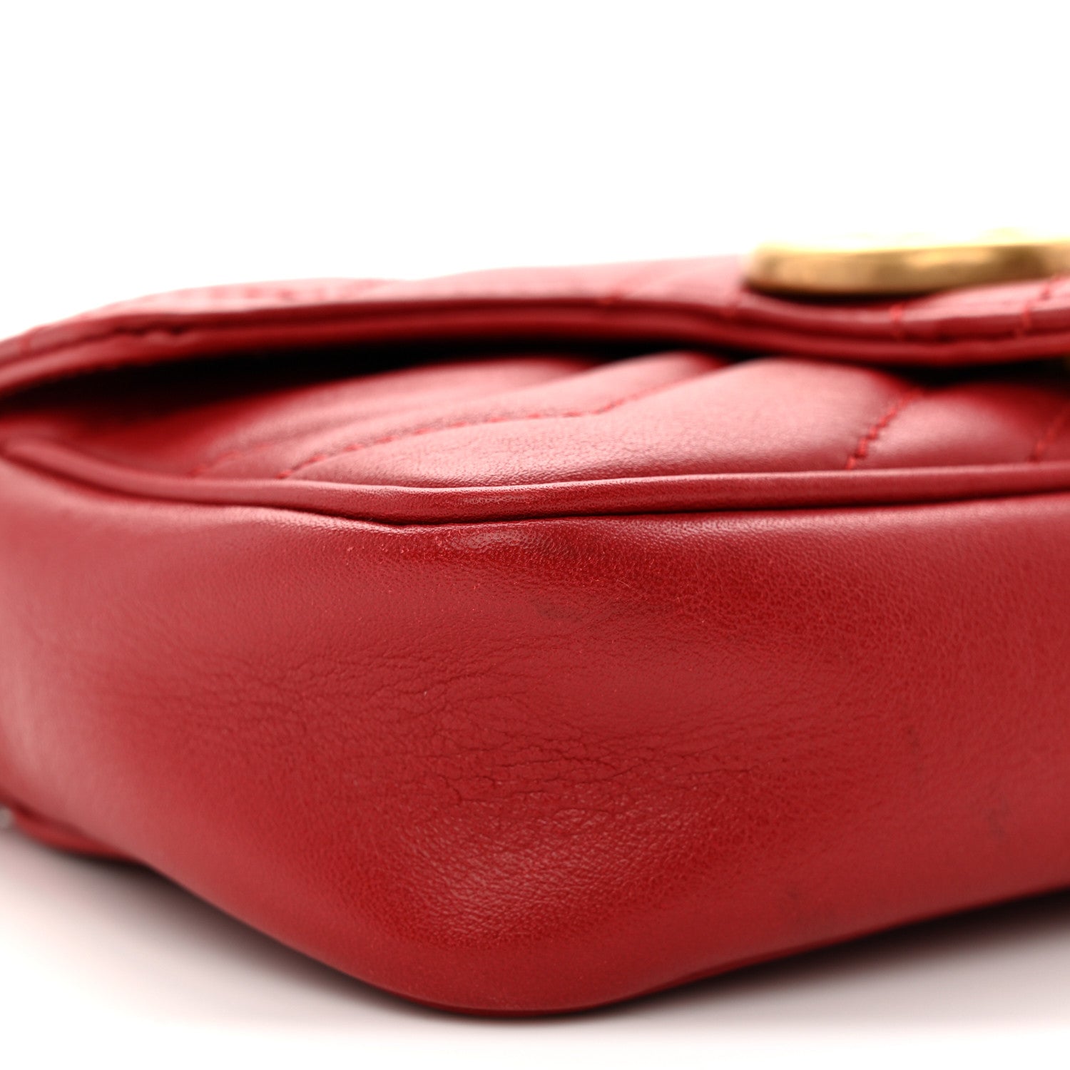 Gucci Calfskin Matelasse Super Mini GG Marmont Shoulder Bag Hibiscus Red 9 of 12