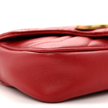 Gucci Calfskin Matelasse Super Mini GG Marmont Shoulder Bag Hibiscus Red 9 of 12