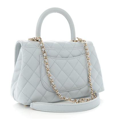 Chanel Caviar Quilted Mini Coco Handle Flap Light Blue 3 of 11