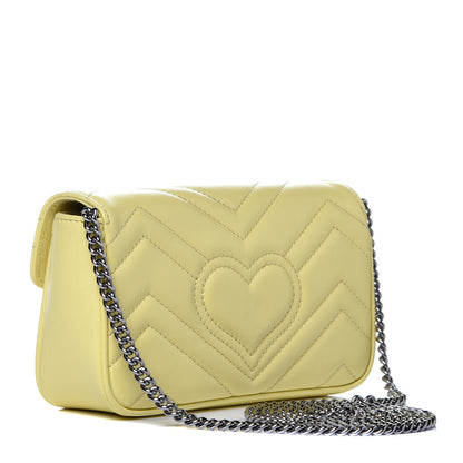 Gucci Calfskin Matelasse Super Mini GG Marmont Shoulder Bag Banana 3 of 9