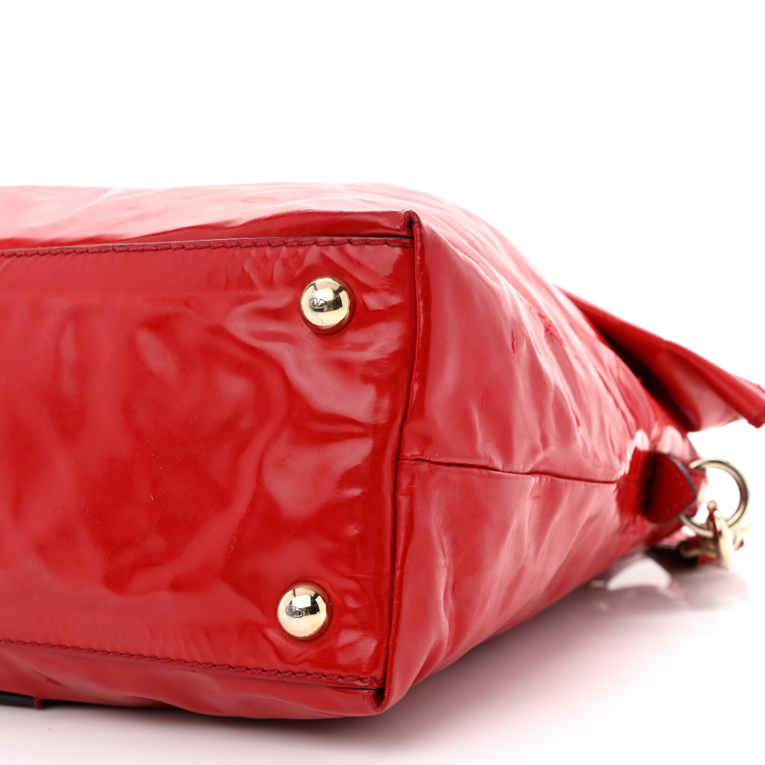 Valentino Garavani Patent Lacca Bow Dome Tote Red 13 of 22
