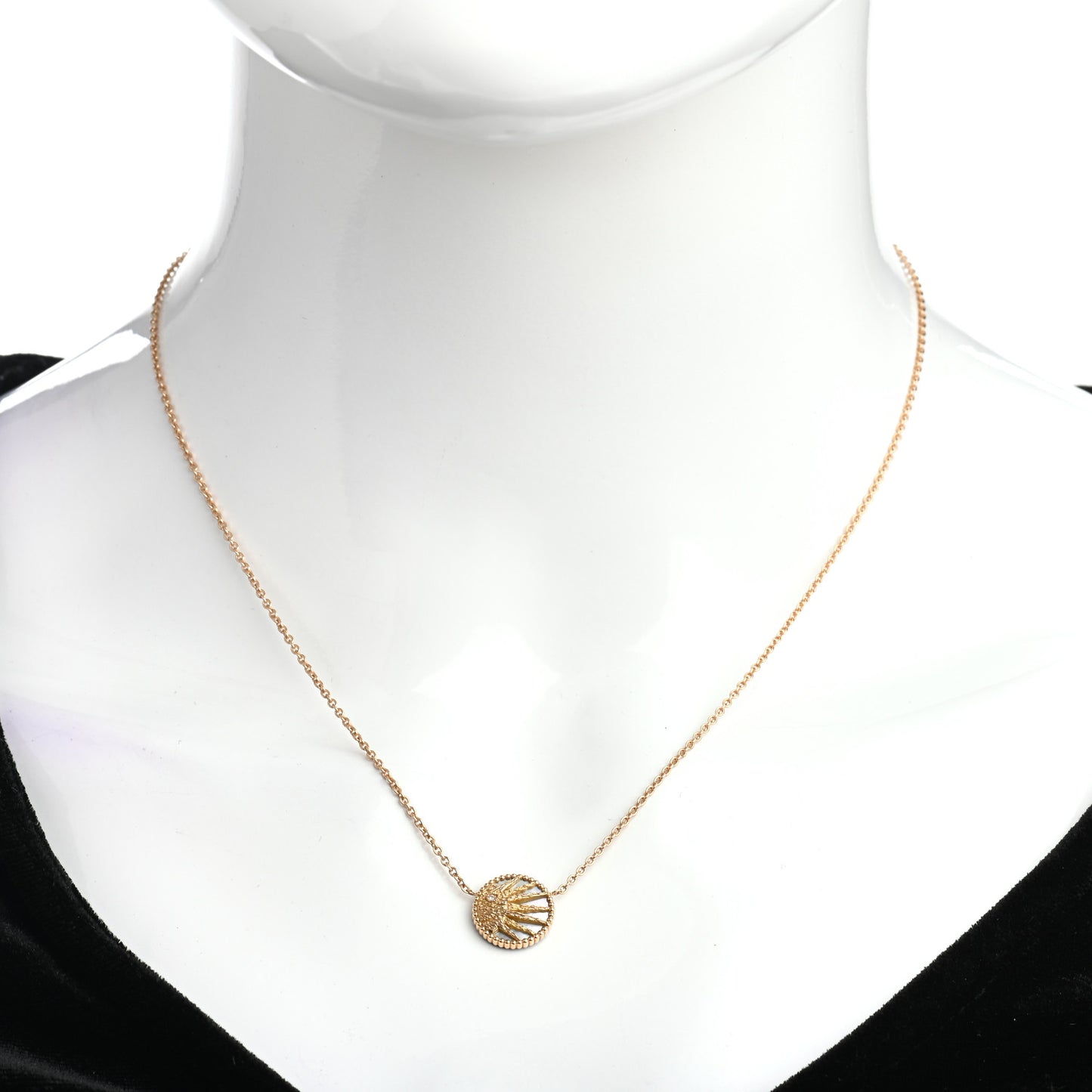 18K Yellow Gold Diamond Black Onyx Mother of Pearl Rose Celeste Pendant Necklace