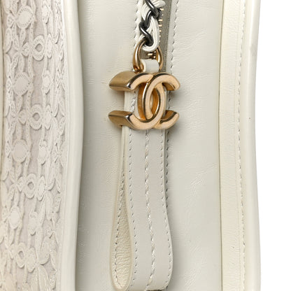 Chanel Calfskin Wool Felt Embossed Small Gabrielle Logo Hobo White 12 of 13