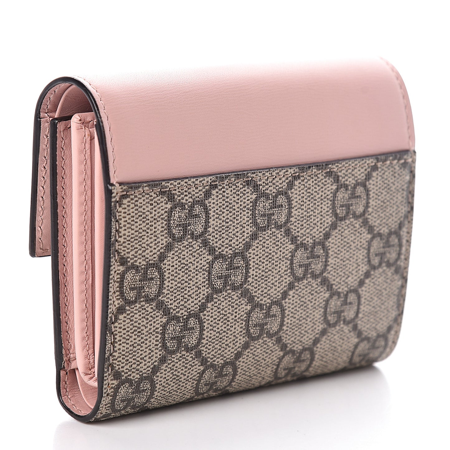 GG Supreme Monogram Calfskin Padlock Wallet Beige Perfect Pink