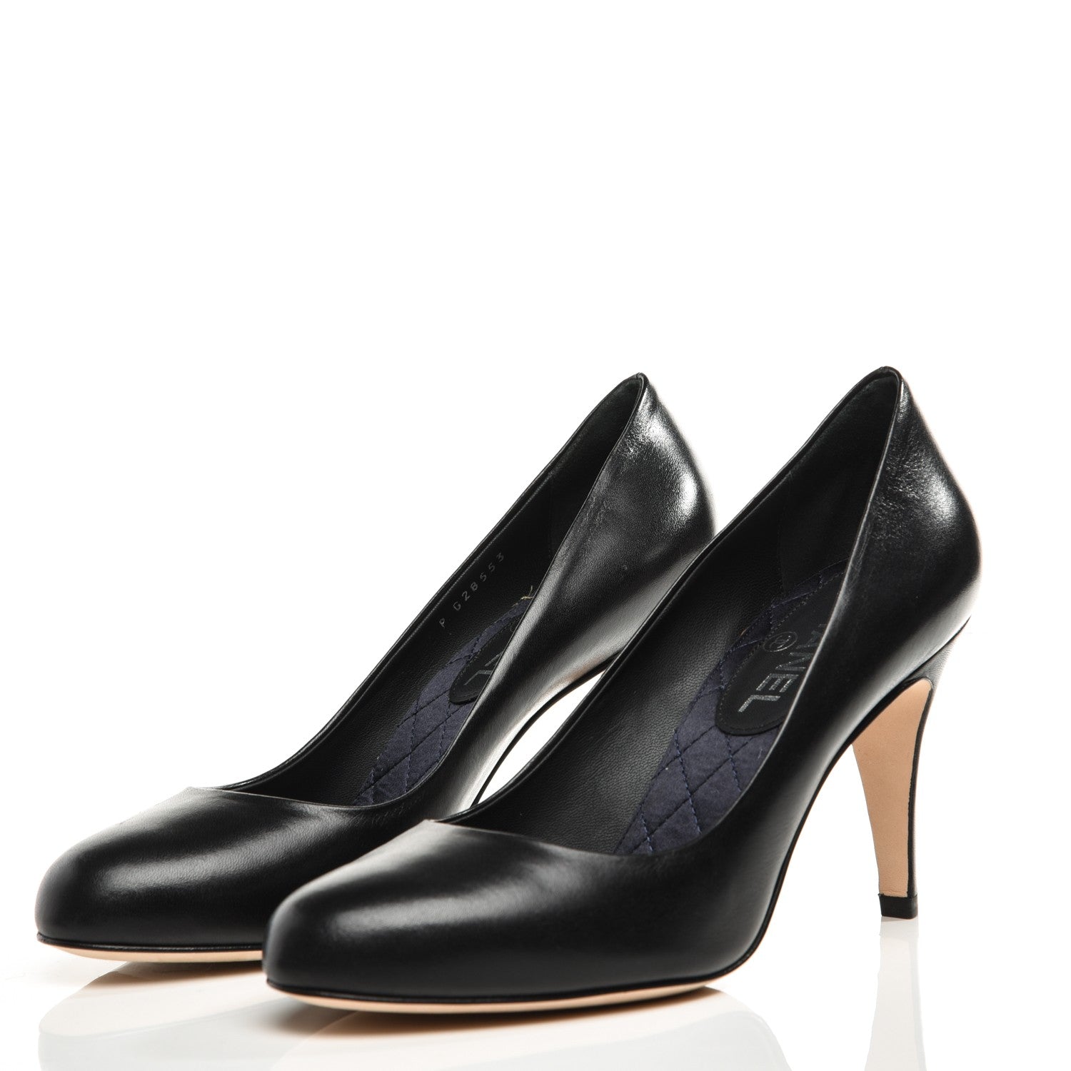 Chanel Lambskin CC Pumps 37.5 Black 2 of 9