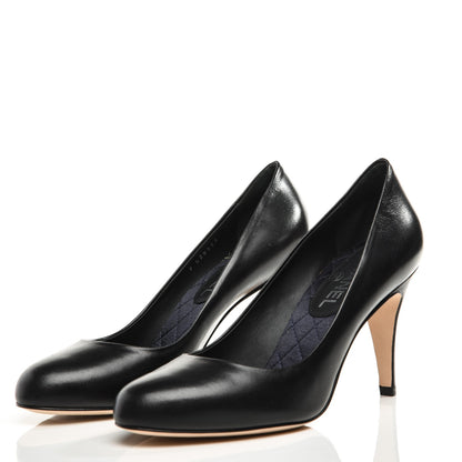Chanel Lambskin CC Pumps 37.5 Black 2 of 9