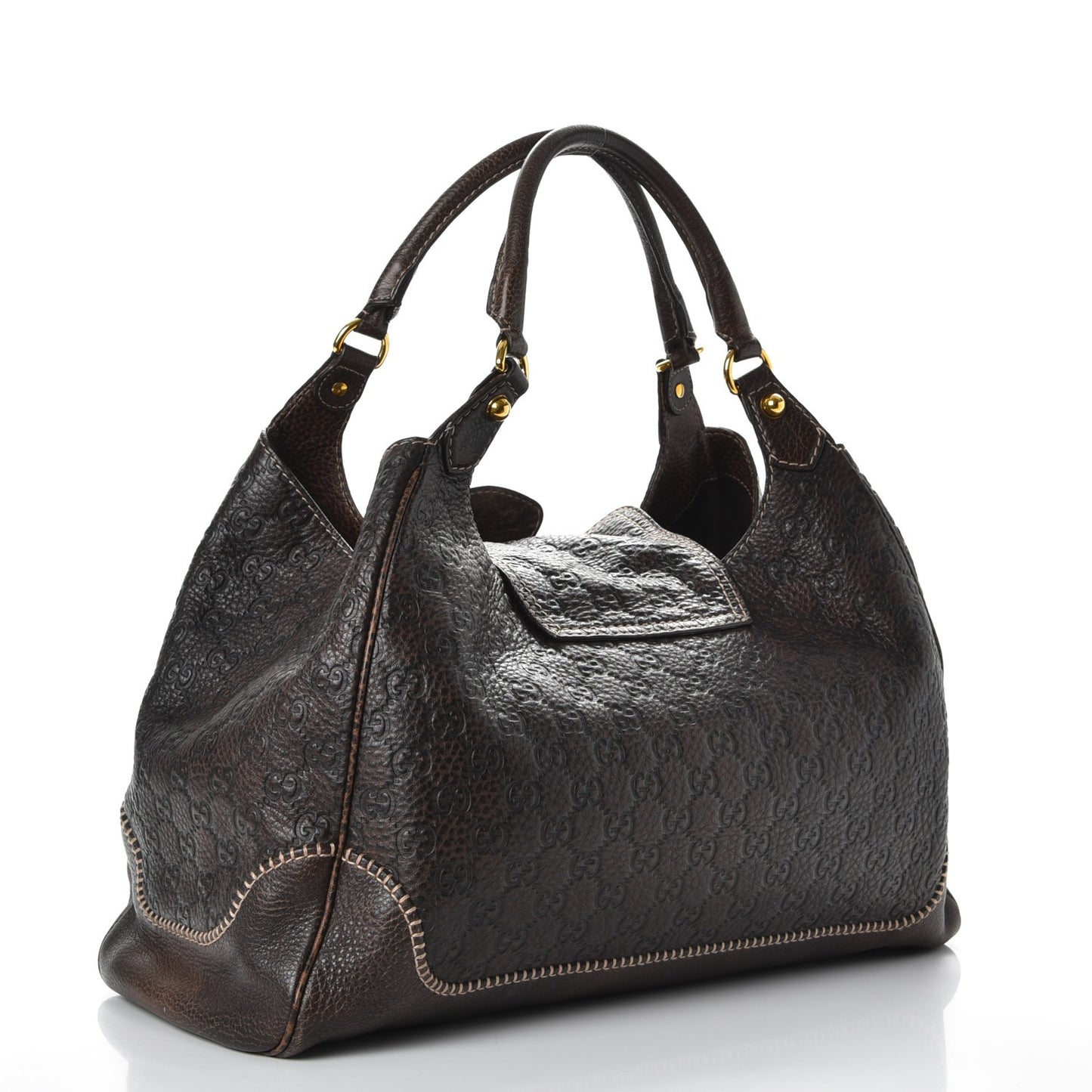 Guccissima Large New Pelham Shoulder Bag Dark Brown