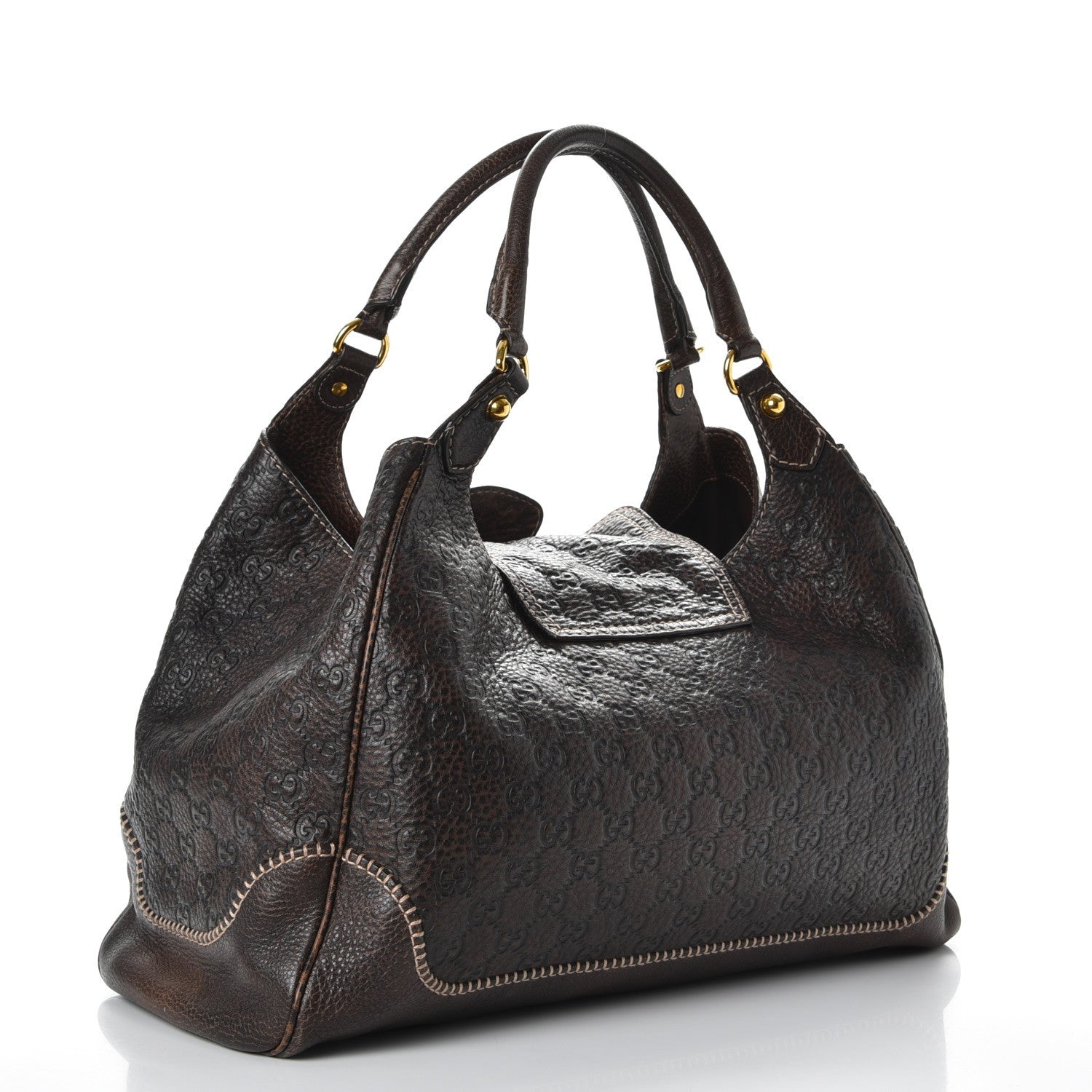 Gucci Guccissima Large New Pelham Shoulder Bag Dark Brown 3 of 11