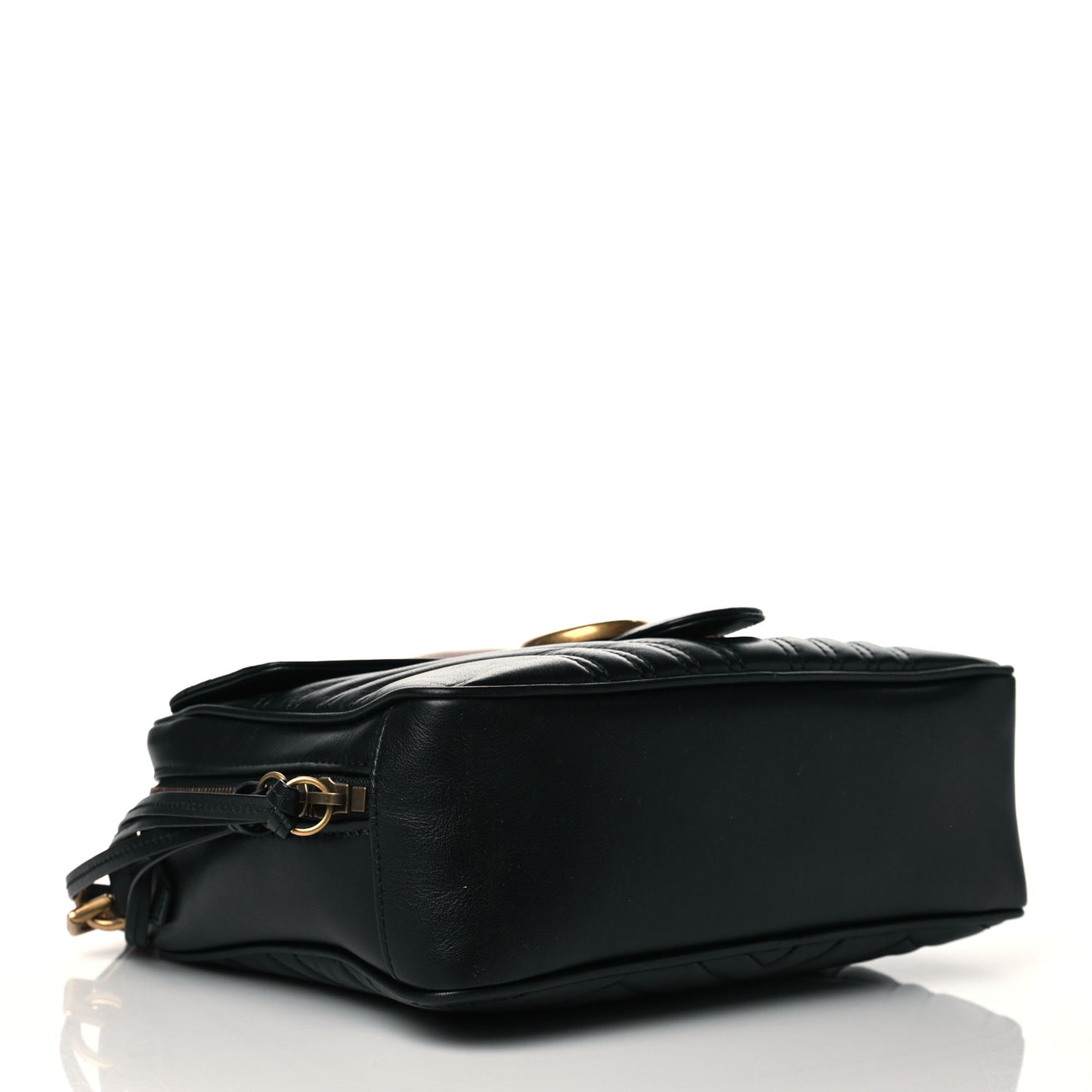 Calfskin Matelasse Sylvie Web Small GG Marmont Top Handle Shoulder Bag Black