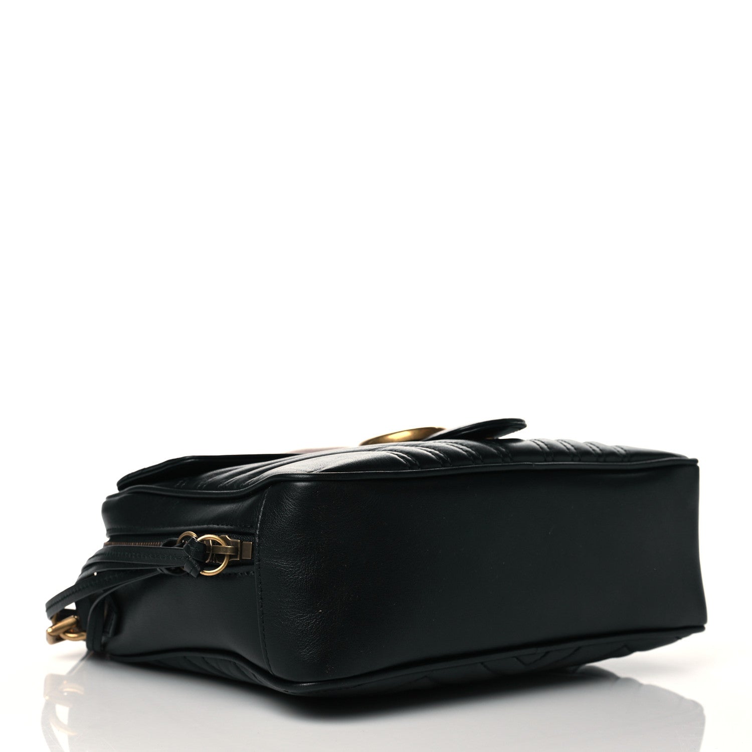 Gucci Calfskin Matelasse Sylvie Web Small GG Marmont Top Handle Shoulder Bag Black 3 of 10