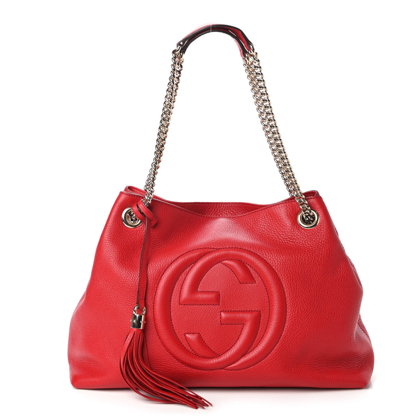 Pebbled Calfskin Medium Soho Chain Shoulder Bag Tabasco Red