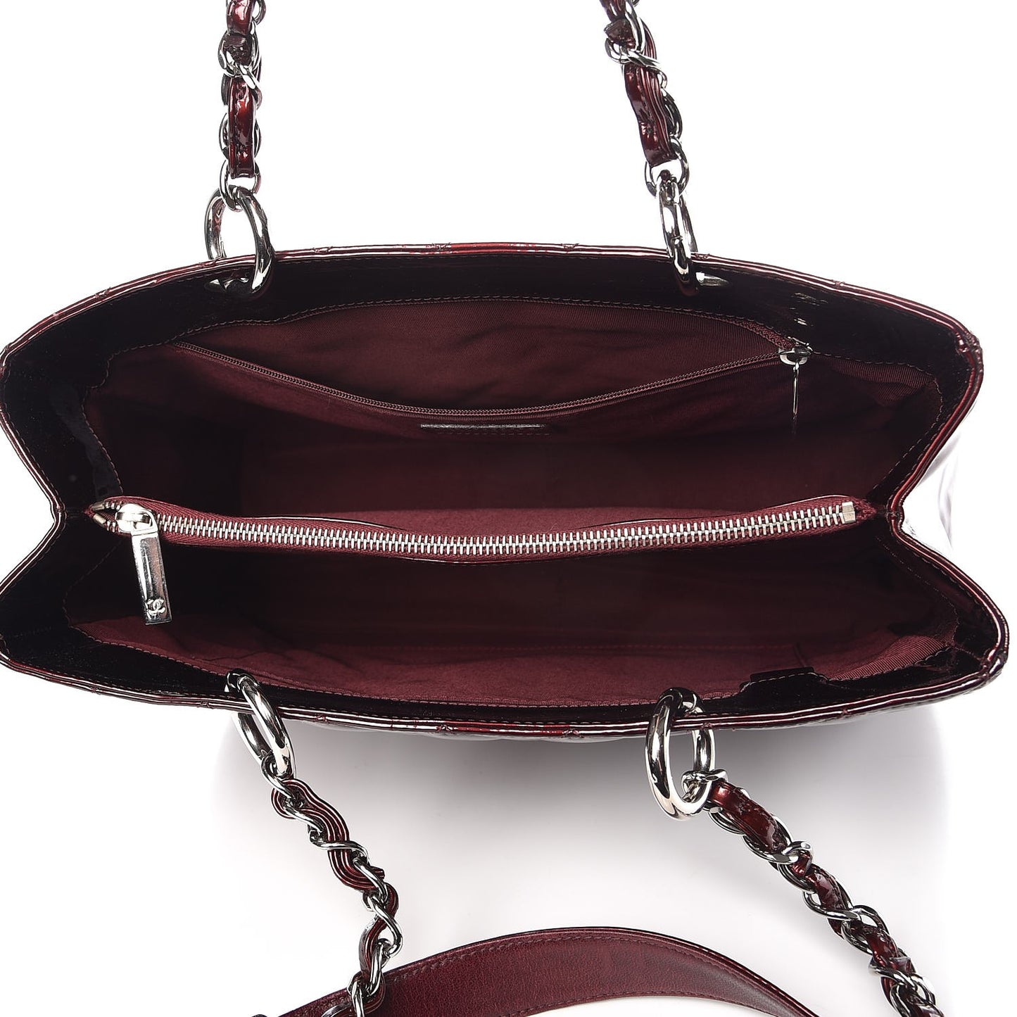 Patent Quilted Grand Shopping Tote GST Dark Bordeaux