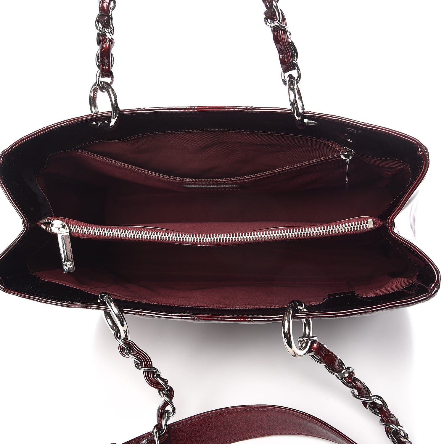 Chanel Patent Quilted Grand Shopping Tote GST Dark Bordeaux 5 of 8